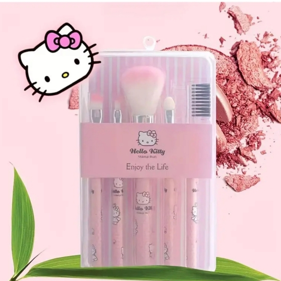 HELLO KITTY " Enjoy The  Life" 5-Piece Makeup Brush Set - Picture 2 of 10